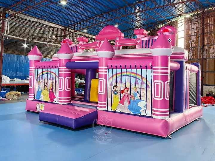 pink and purple bounce house combo