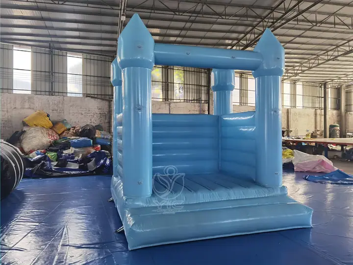 light blue bounce house