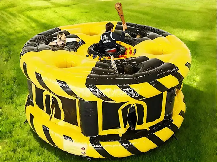Commercial inflatable human whack-a-mole arena