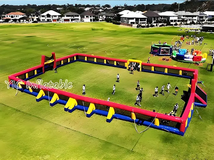 Giant inflatable soccer field
