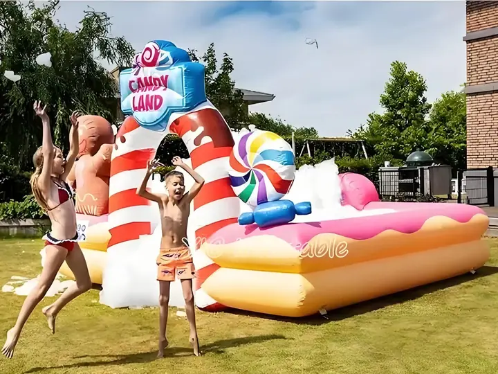 Inflatable candy land bubble foam pit