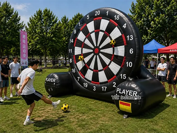 Inflatable soccer dart board
