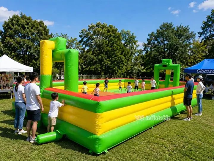 Inflatable soap football field