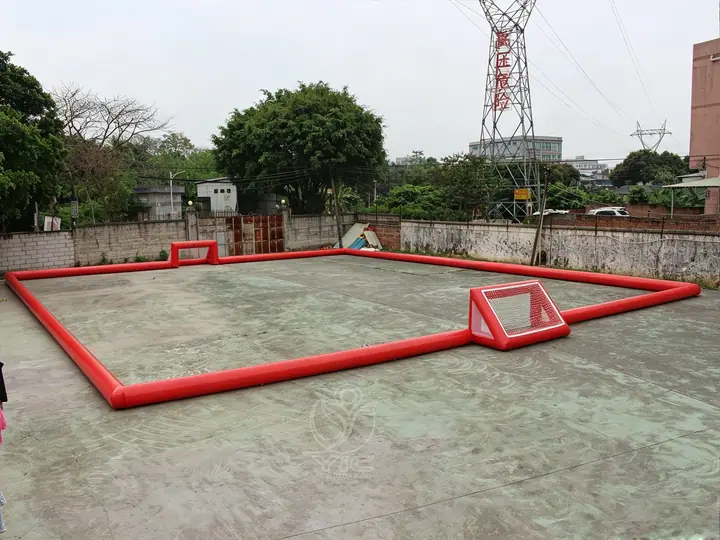 Portable inflatable soccer field