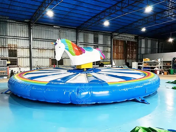 Inflatable unicorn mechanical riding ride