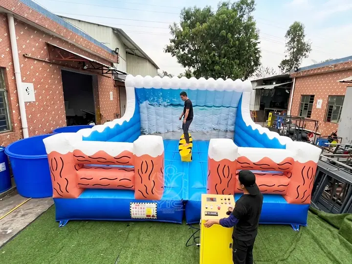 Inflatable mechanical surfboard