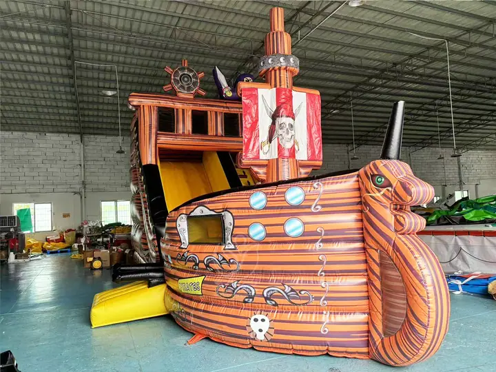 Inflatable pirate ship slide