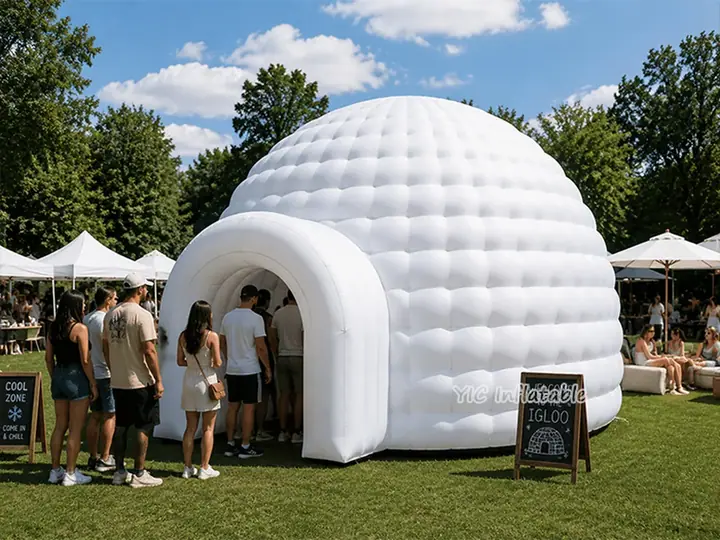 Inflatable igloo dome tent