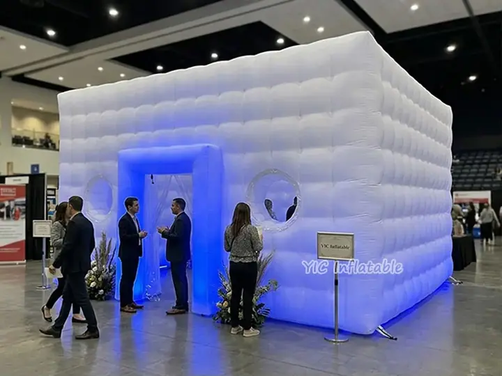 White inflatable air cube tent
