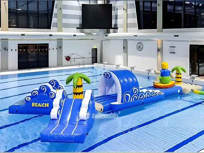 Inflatable obstacle course in water