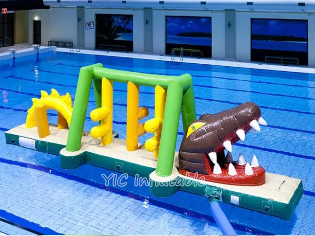 Swimming pool inflatable obstacle course