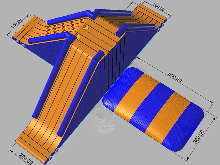 Inflatable water pyramid slide
