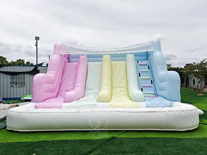 Pastel triple lane water slide