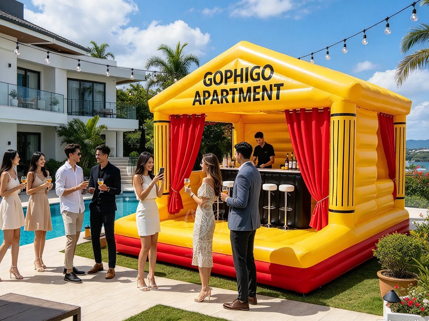 Inflatable Pool Tiki Bar, a commercial inflatable pool tiki bar by YIC Inflatable Sports