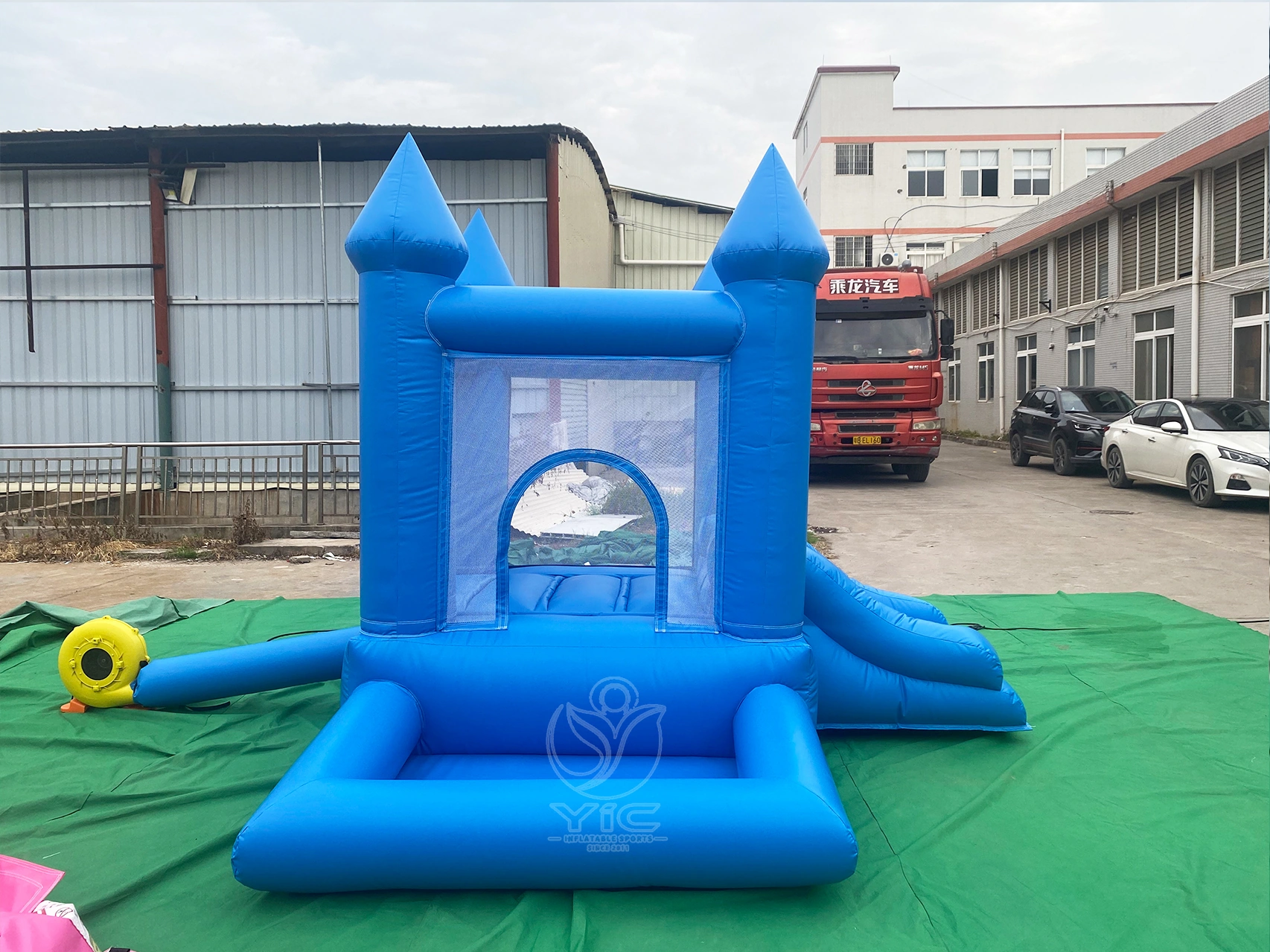 Blue bounce house with ball pit product photo 2