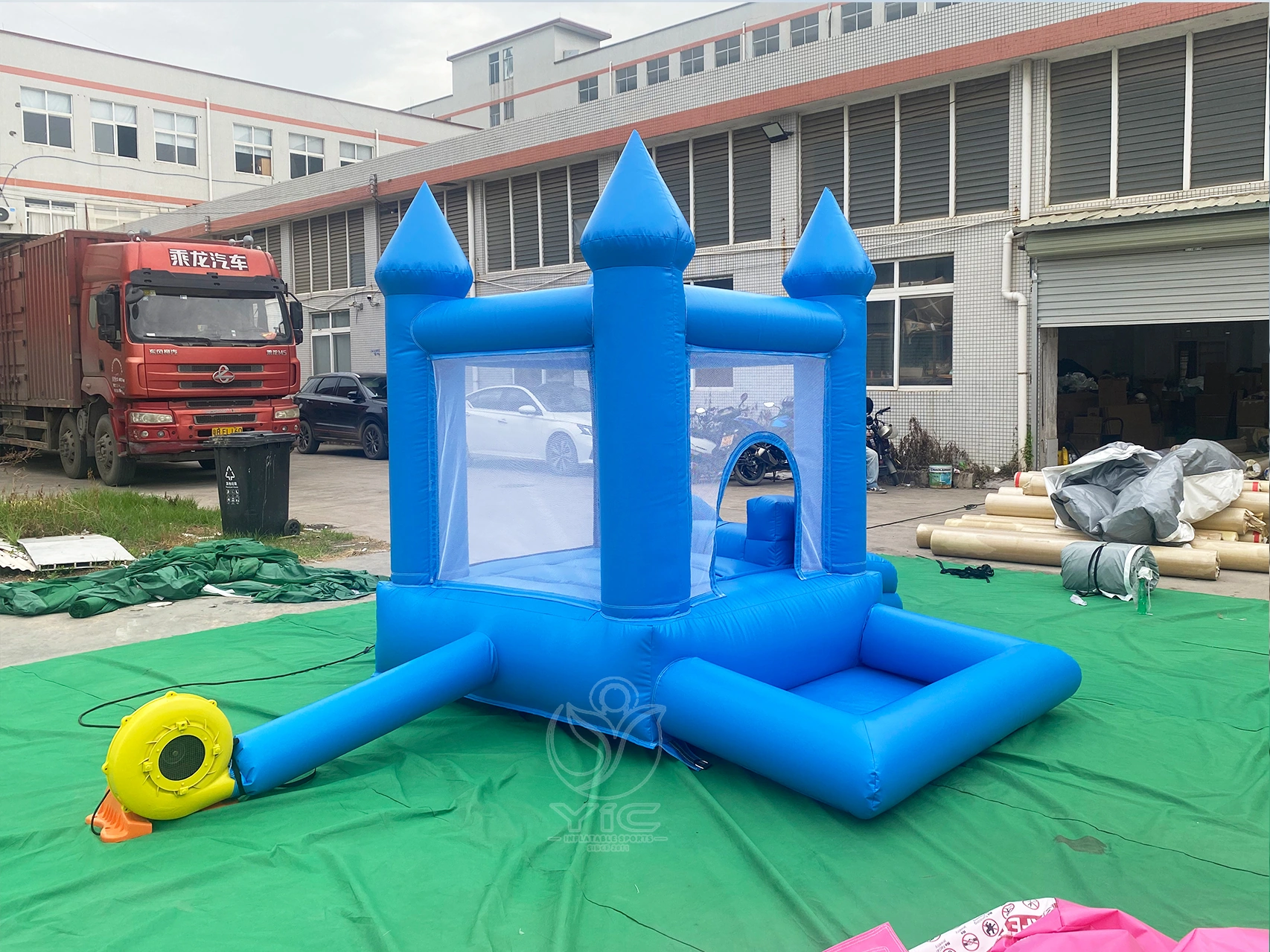 Blue bounce house with ball pit product photo 3