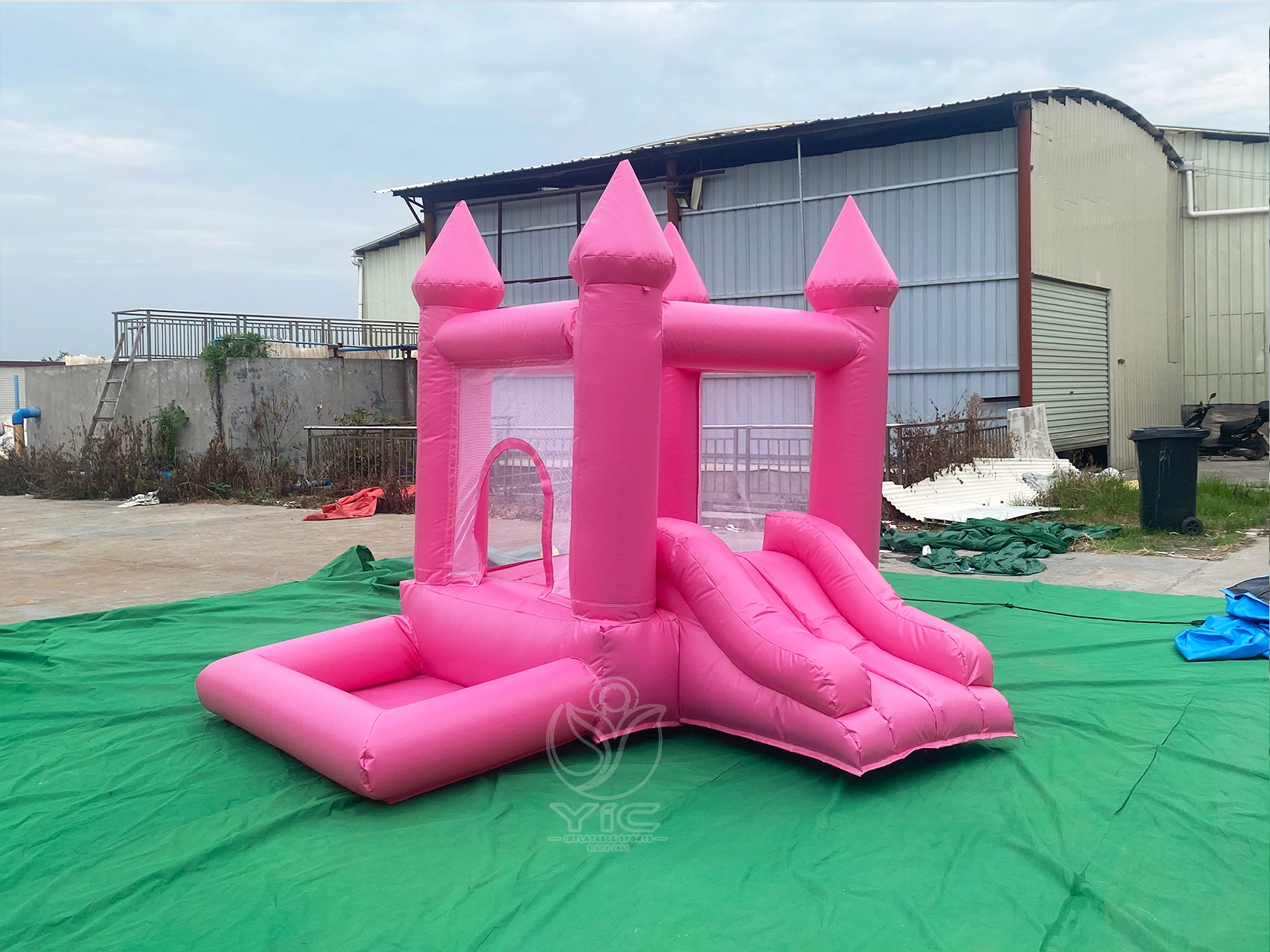 Blue bounce house with ball pit product photo 5