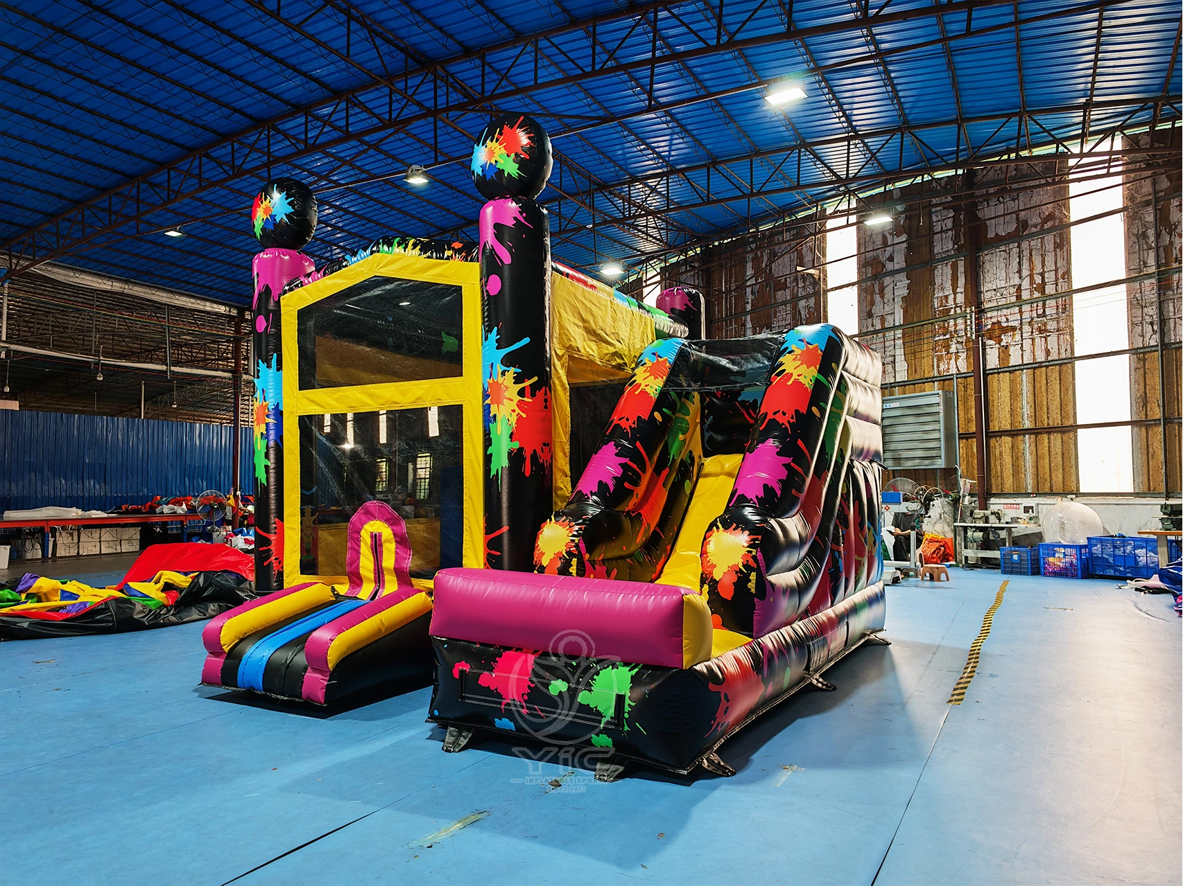 Paint splatter bounce house combo product photo 2