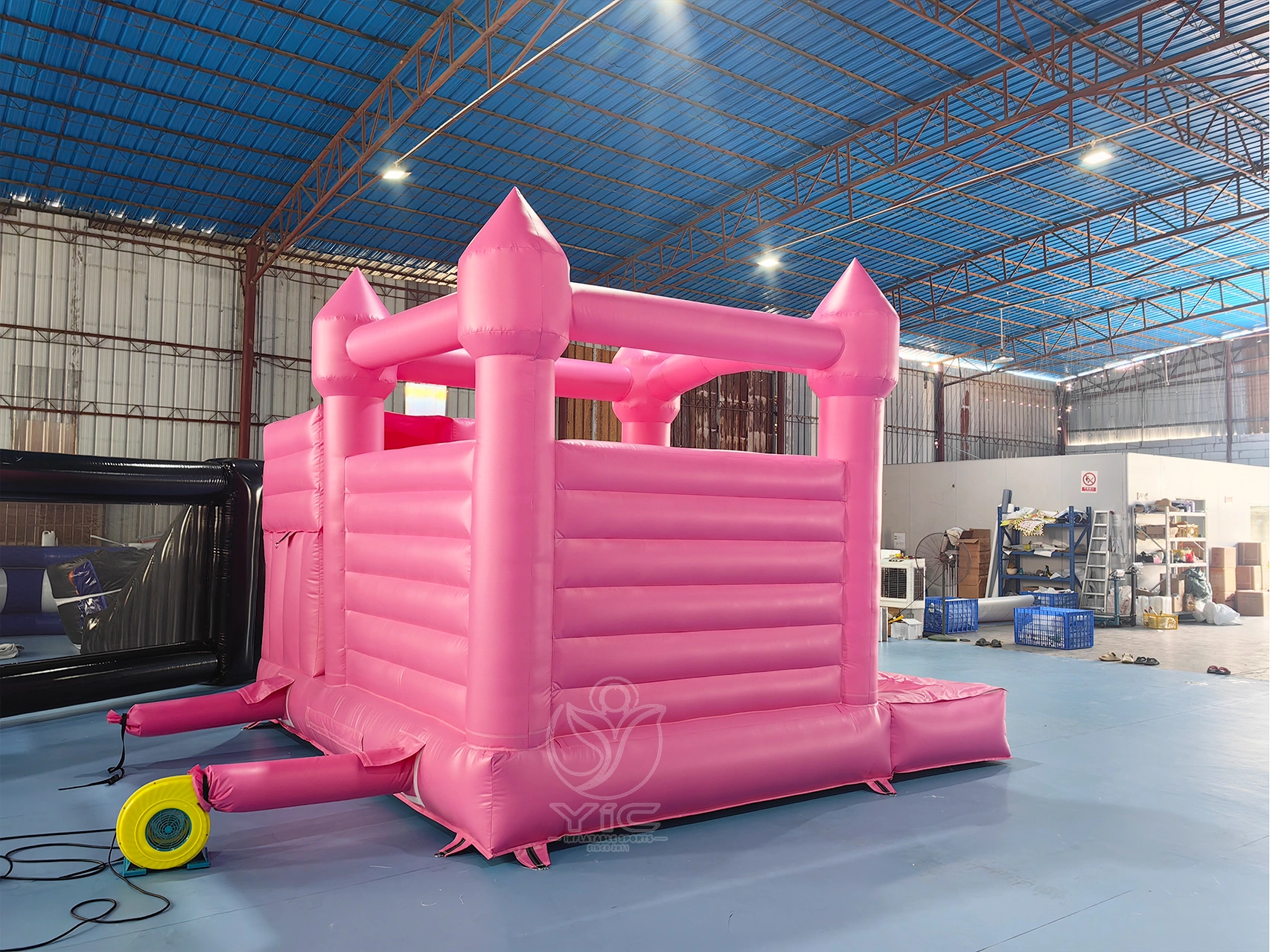 Pink bounce house with slide and ball pit product photo 5