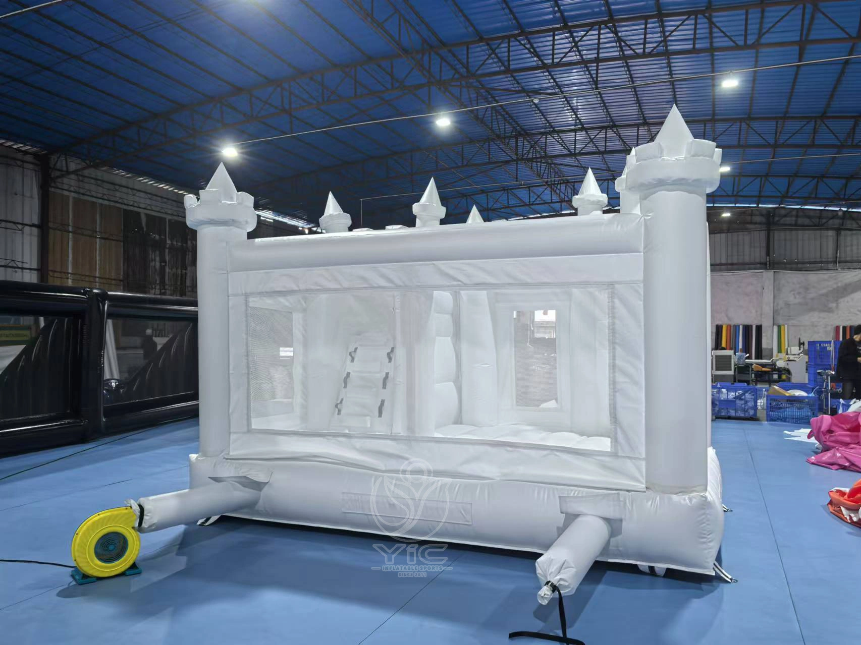 White jumping castle with slide and ball pit product photo 5