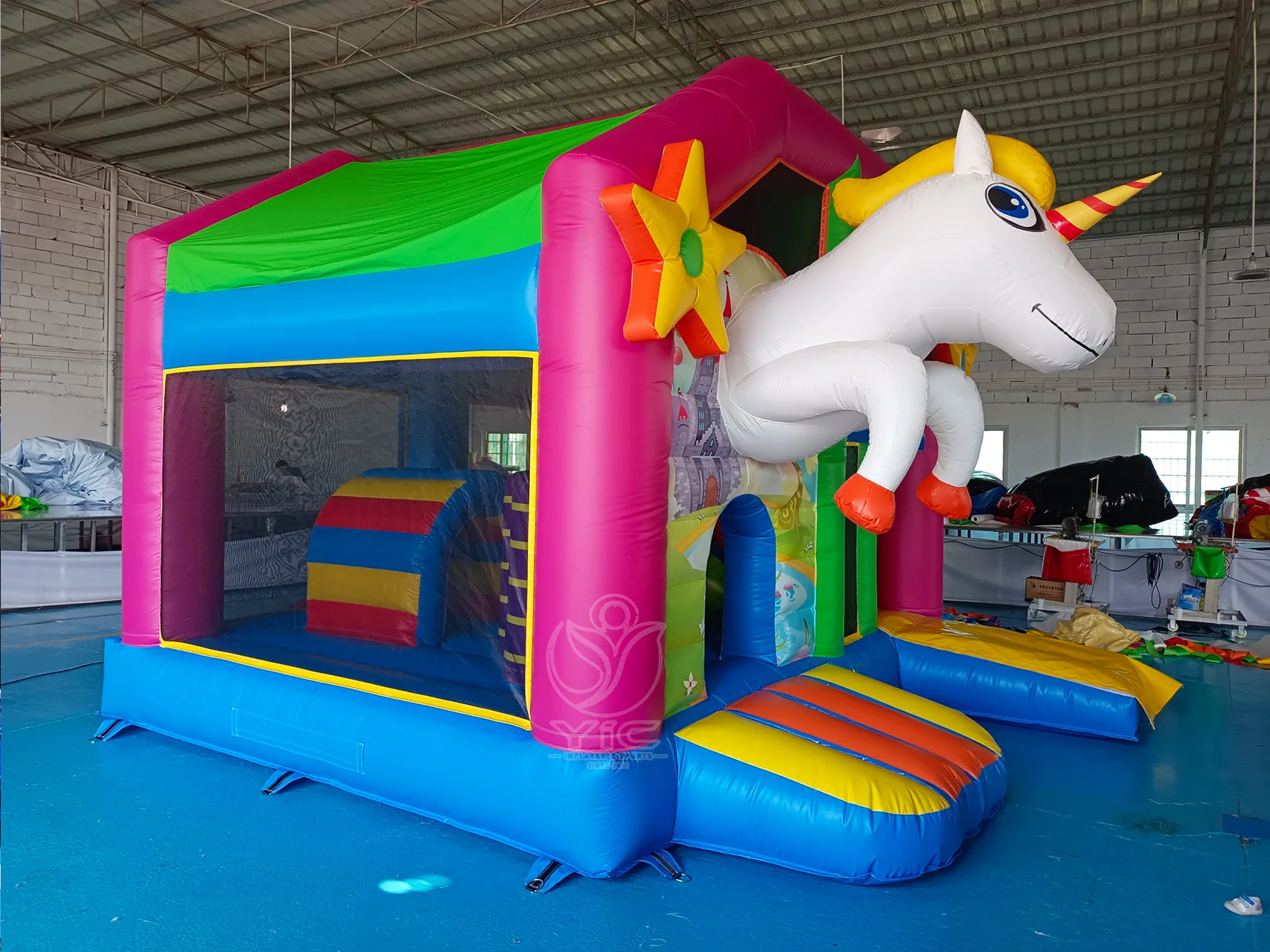 Rainbow unicorn bounce house product photo 2