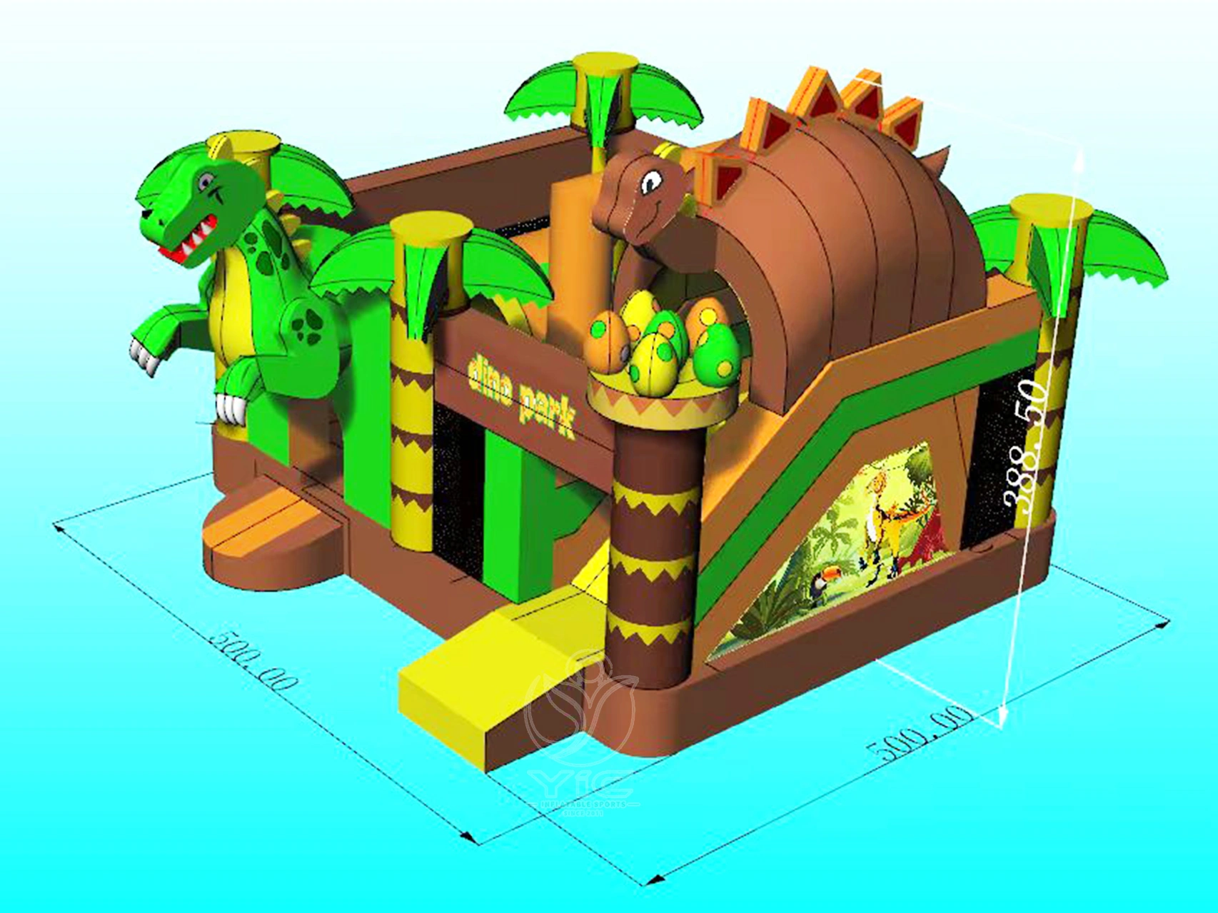 Dinosaur bounce house slide combo product photo 5