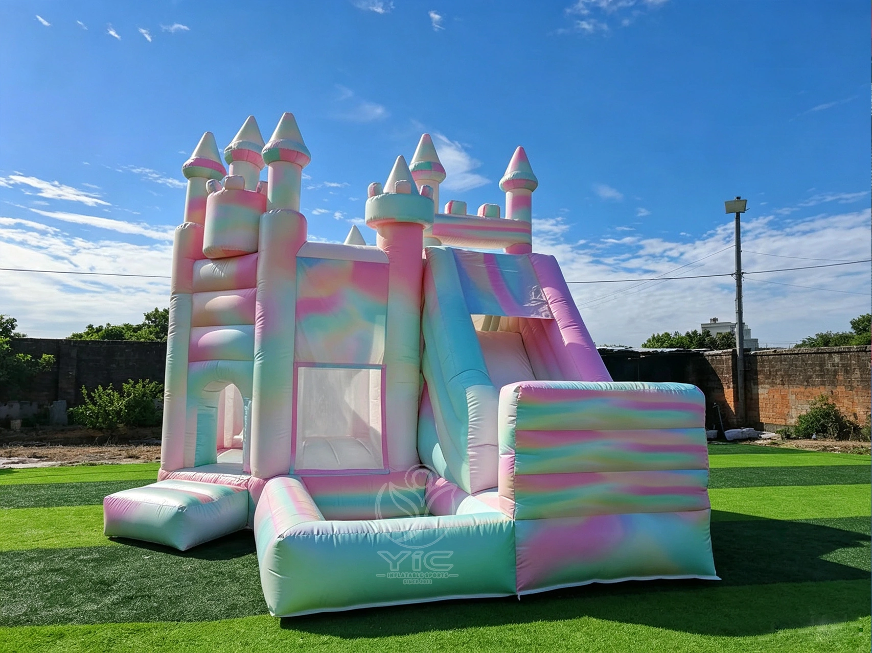 White castle bounce house with slide and ball pit product photo 2