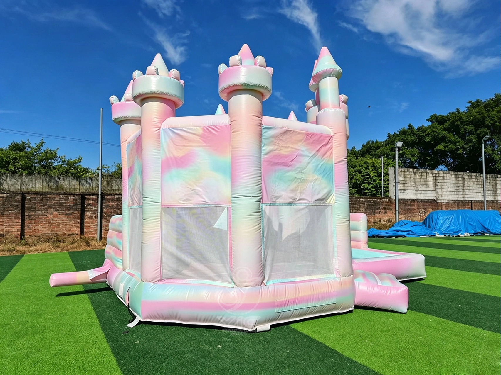 White castle bounce house with slide and ball pit product photo 4