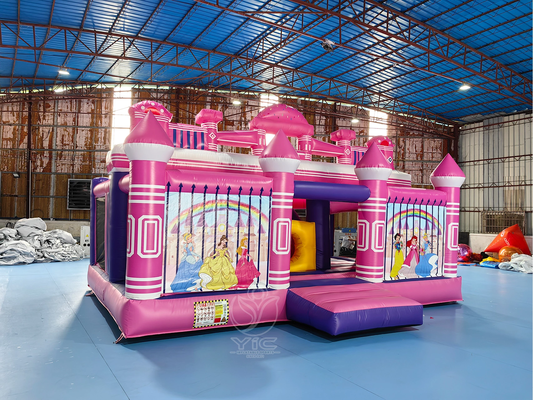 Pink and purple bounce house combo product photo 3