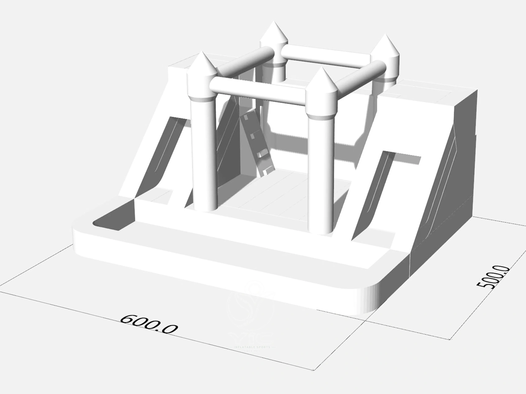 White bounce house with double slide product photo 5