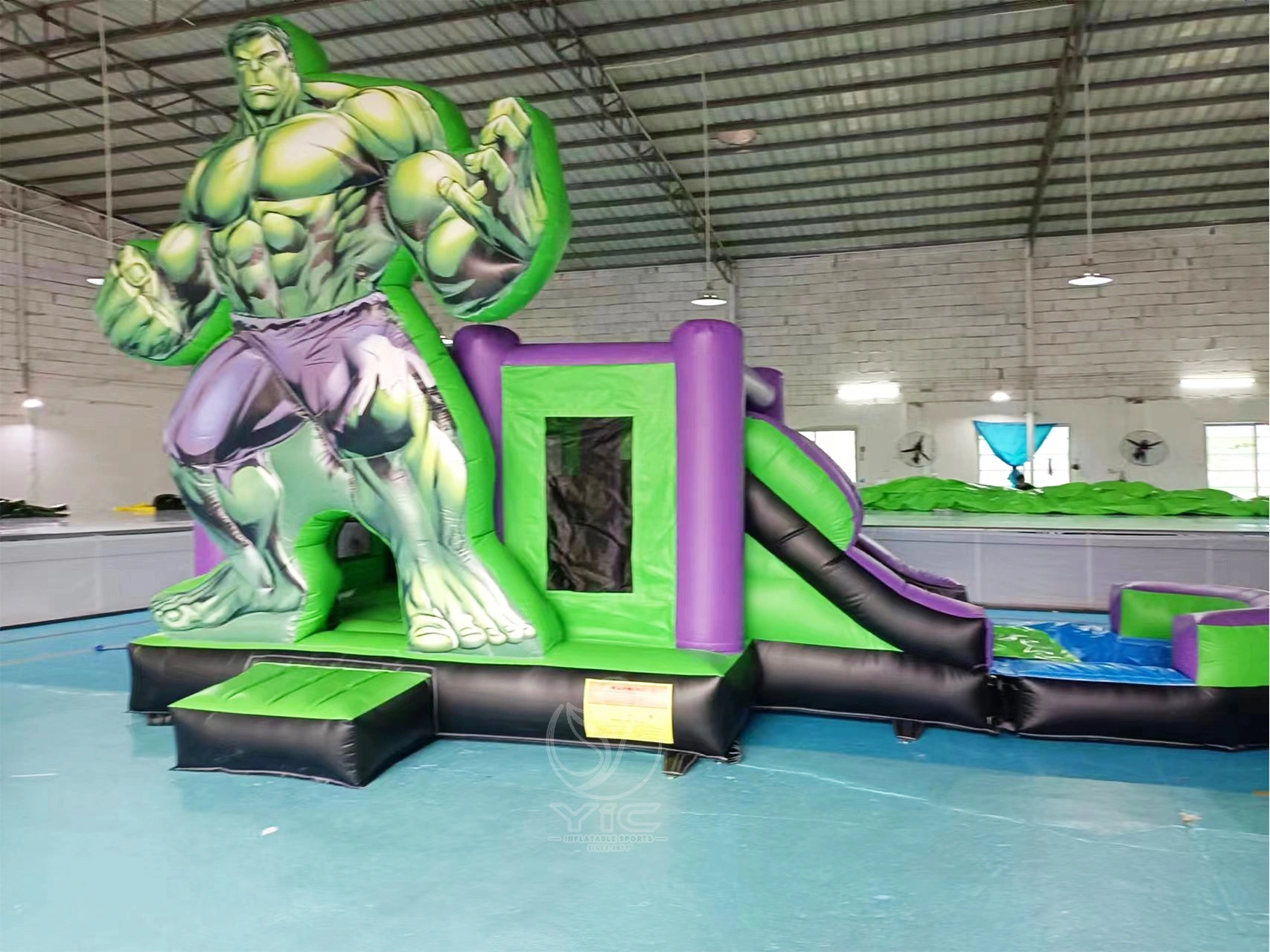 Hulk inflatable bounce house with slide