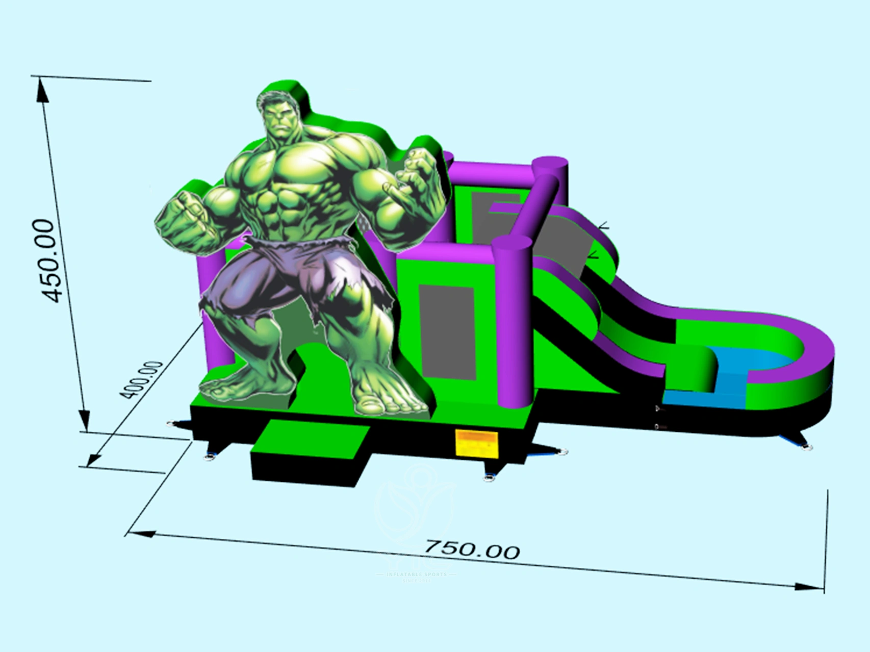 Hulk inflatable bounce house with slide product photo 5