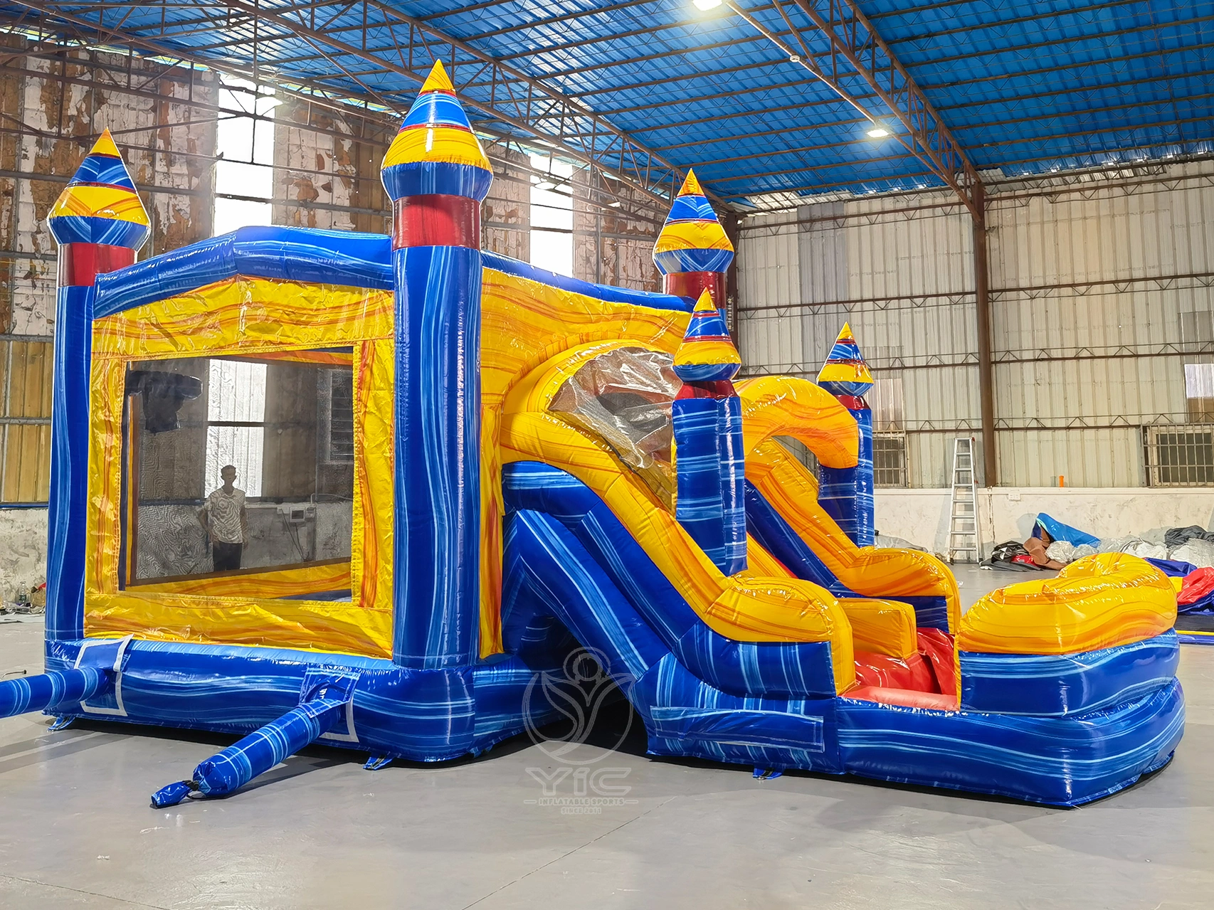 Commercial bouncy castle with slide