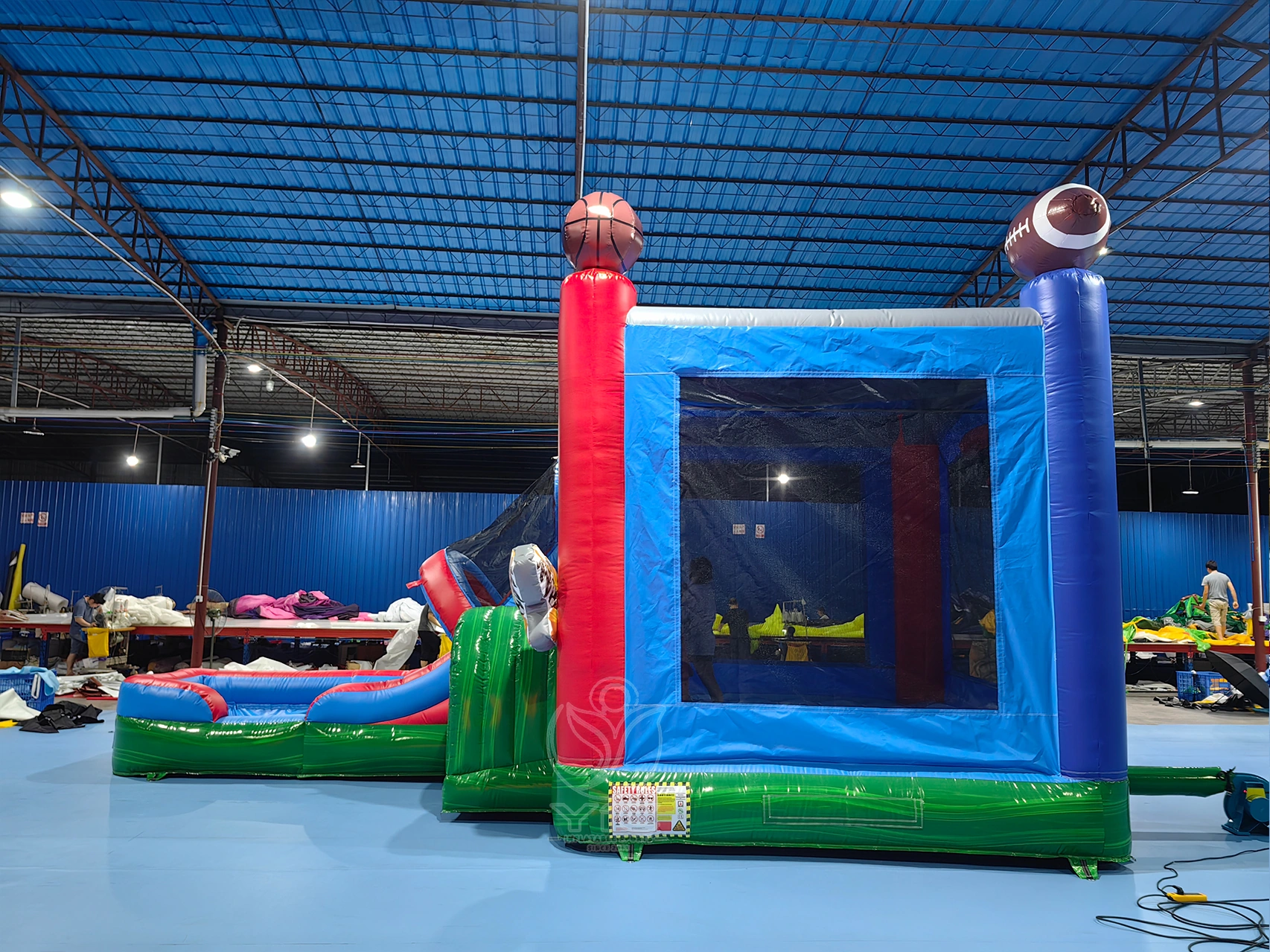 Inflatable bounce house with slide and basketball hoop product photo 4