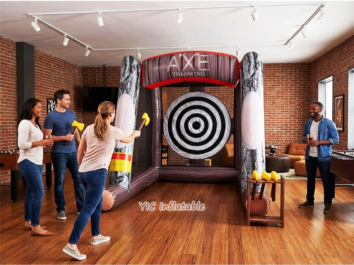 Inflatable axe throw, a commercial custom inflatable axe-throw target game by YIC Inflatable Sports