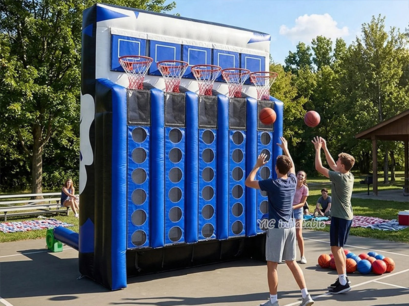 Connect four basketball inflatable, a commercial inflatable Connect Four basketball game by YIC Inflatable Sports