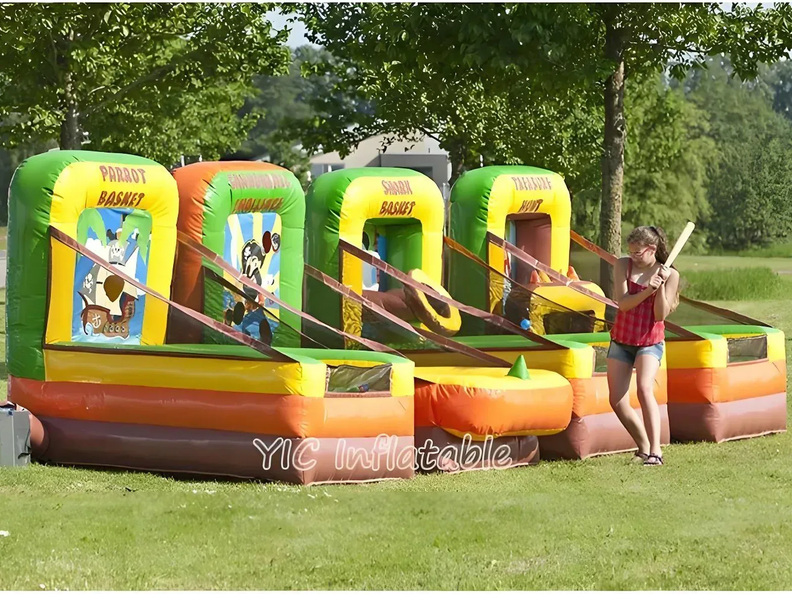 Inflatable interactive game, a commercial four-lane inflatable interactive target game by YIC Inflatable Sports