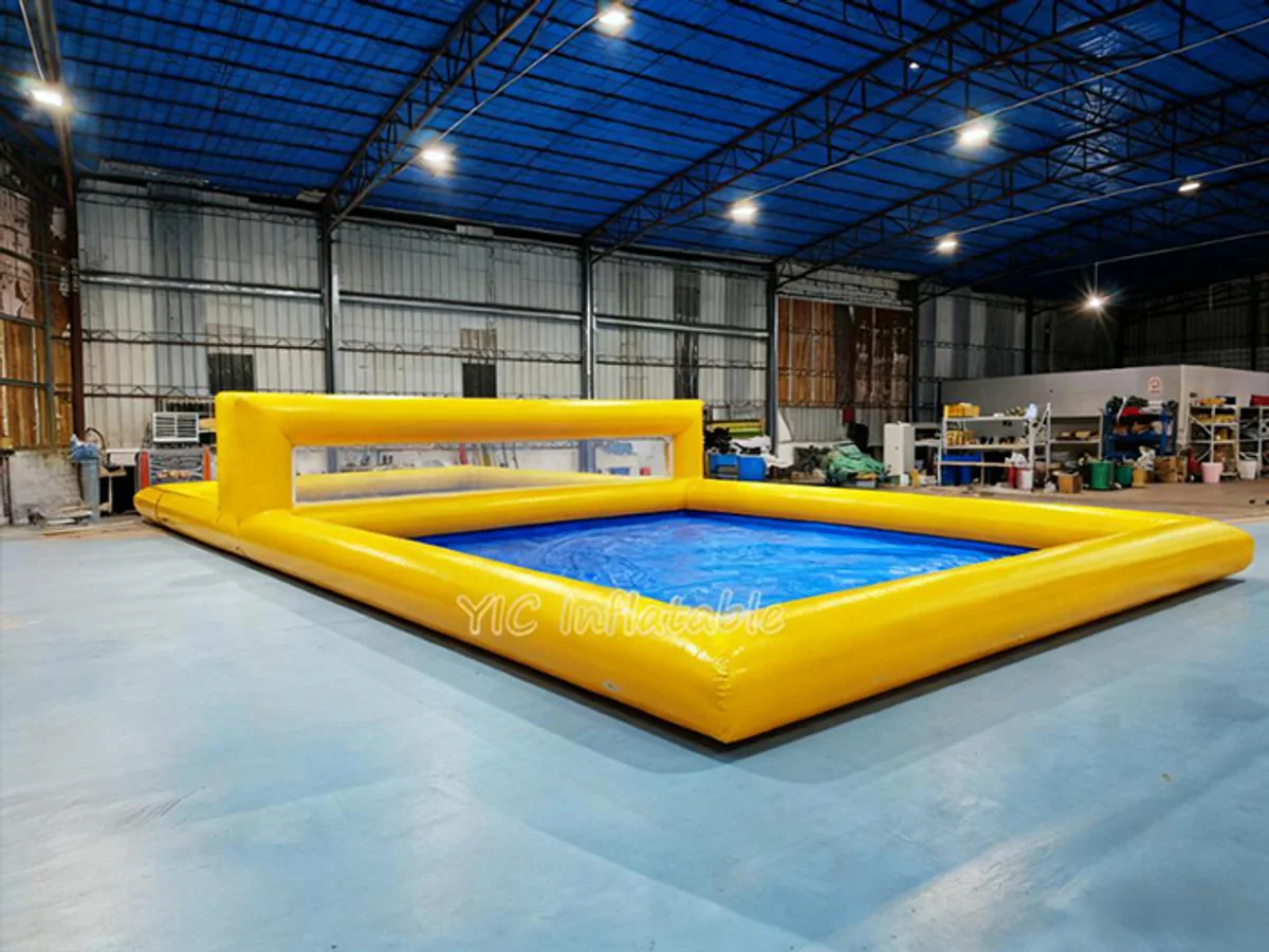 Inflatable water volleyball court, a commercial inflatable water volleyball court and pool-play system by YIC Inflatable Sports