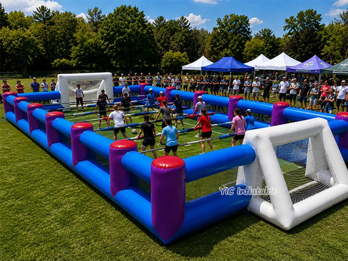 Inflatable human foosball court, a commercial human foosball inflatable field by YIC Inflatable Sports