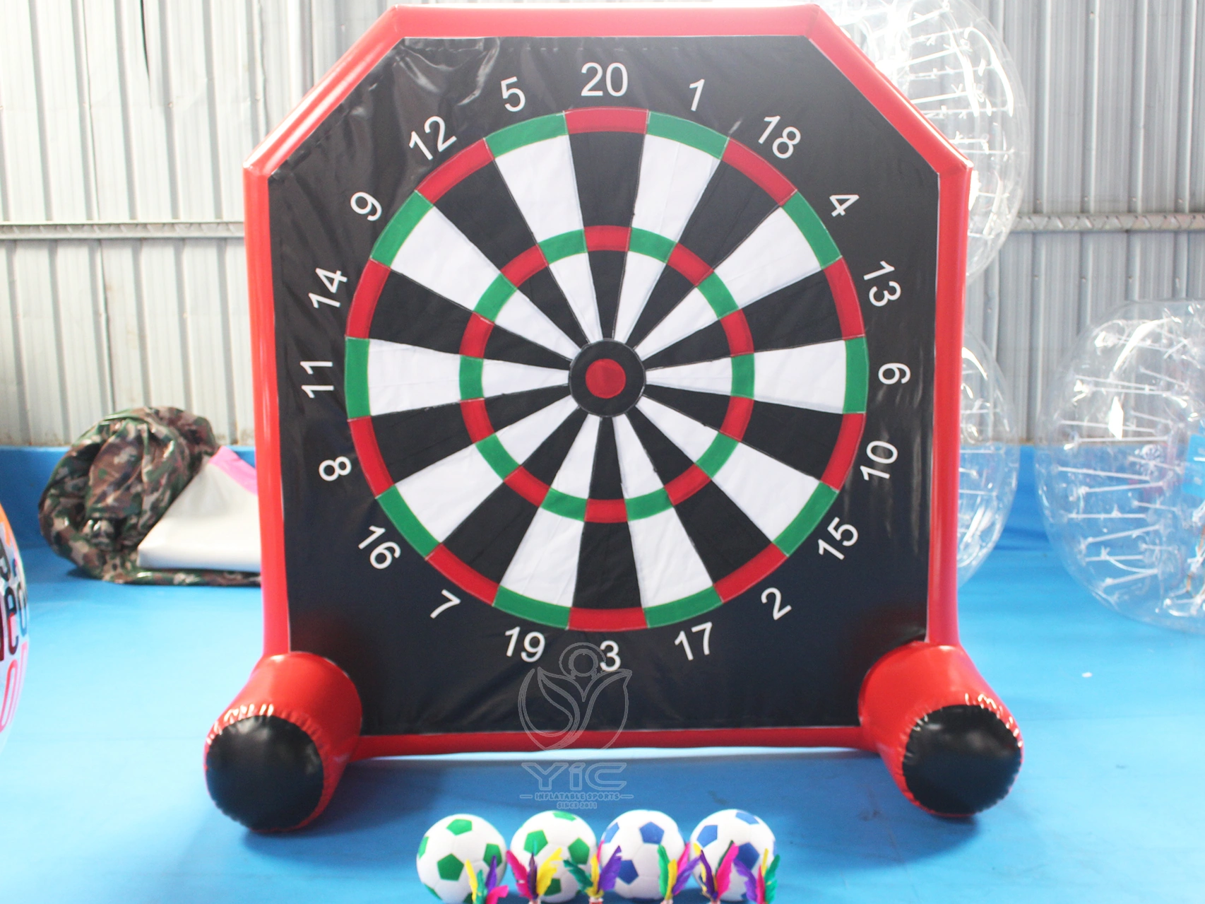 Inflatable dart board soccer