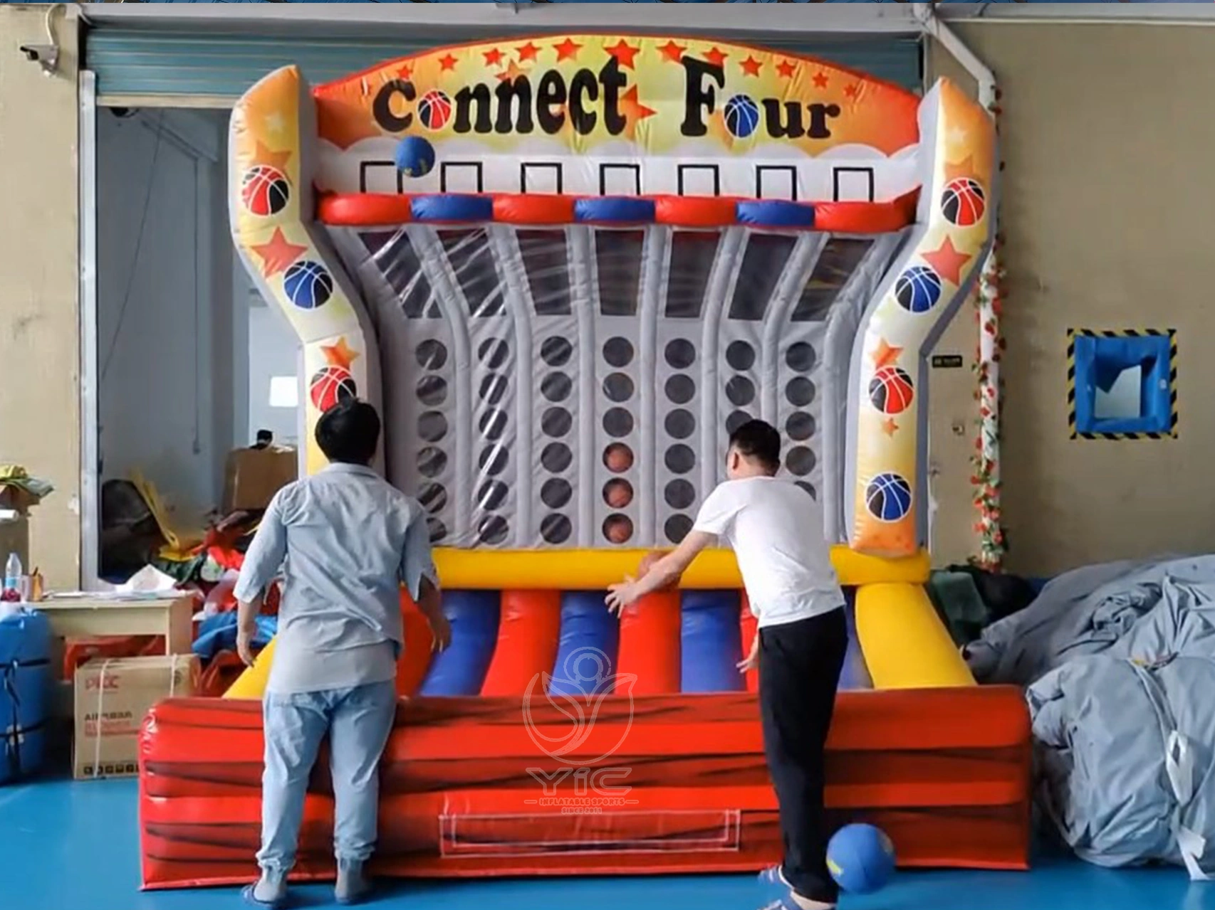 Inflatable basketball connect 4 game