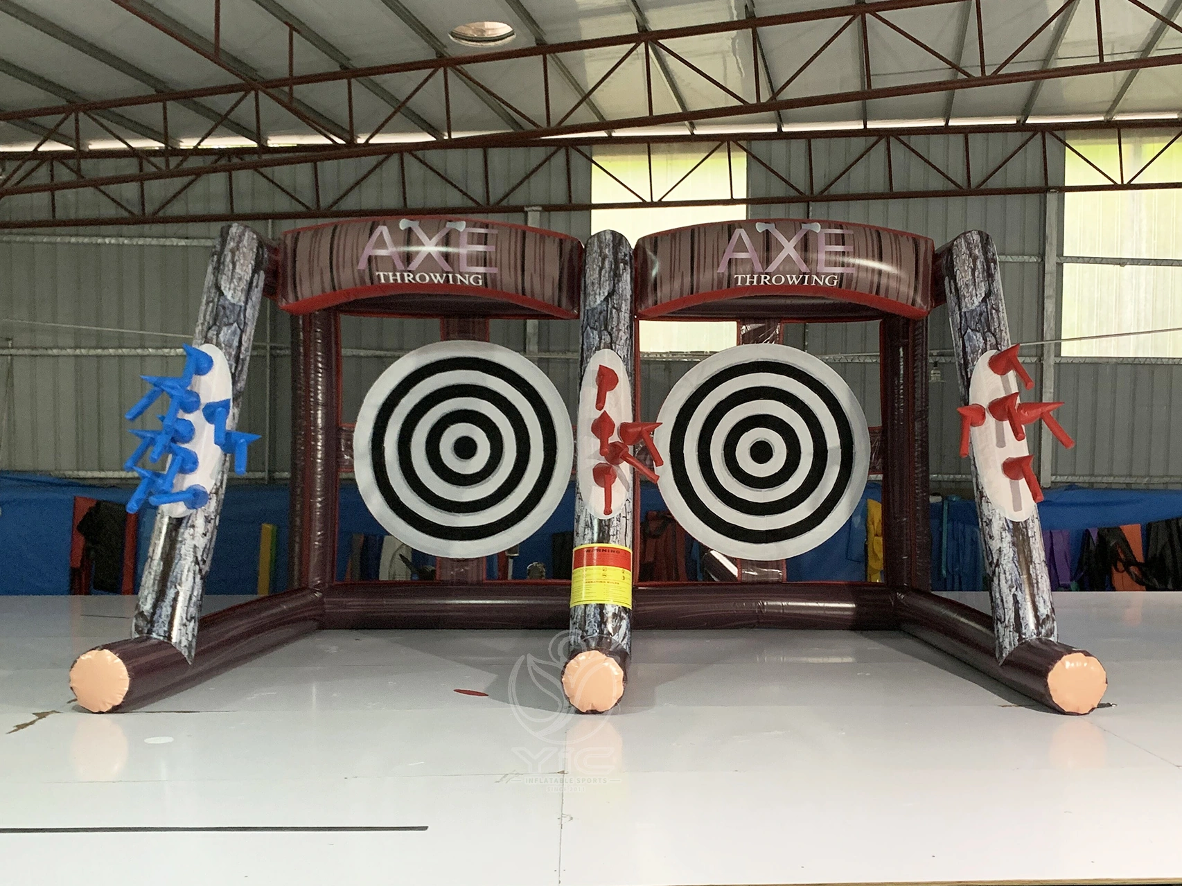 Double lane axe throw, a commercial interactive inflatable game by YIC Inflatable Sports Double lane axe throw, a commercial interactive inflatable game by YIC Inflatable Sports
