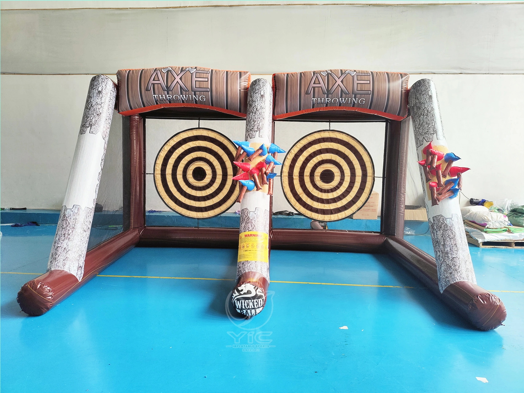Dual axe throwing inflatable, a commercial interactive inflatable game by YIC Inflatable Sports Dual axe throwing inflatable, a commercial interactive inflatable game by YIC Inflatable Sports