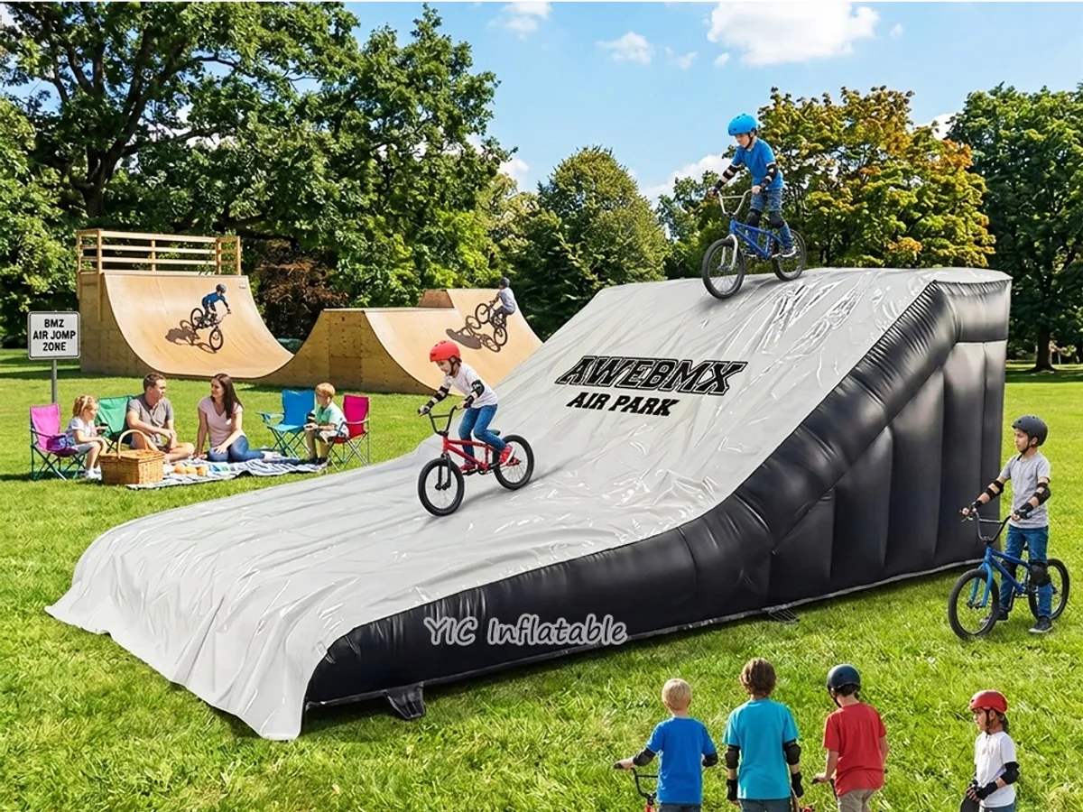 Inflatable bmx landing ramp, a commercial BMX and bike landing airbag and inflatable landing ramp by YIC Inflatable Sports