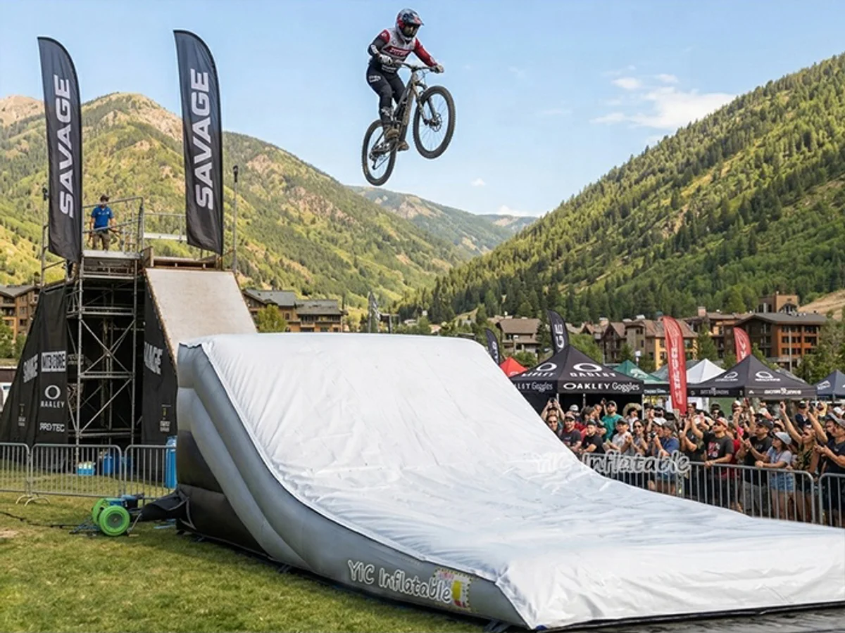 Airbag landing ramp, a commercial bike and action-sports landing airbag and inflatable landing ramp by YIC Inflatable Sports