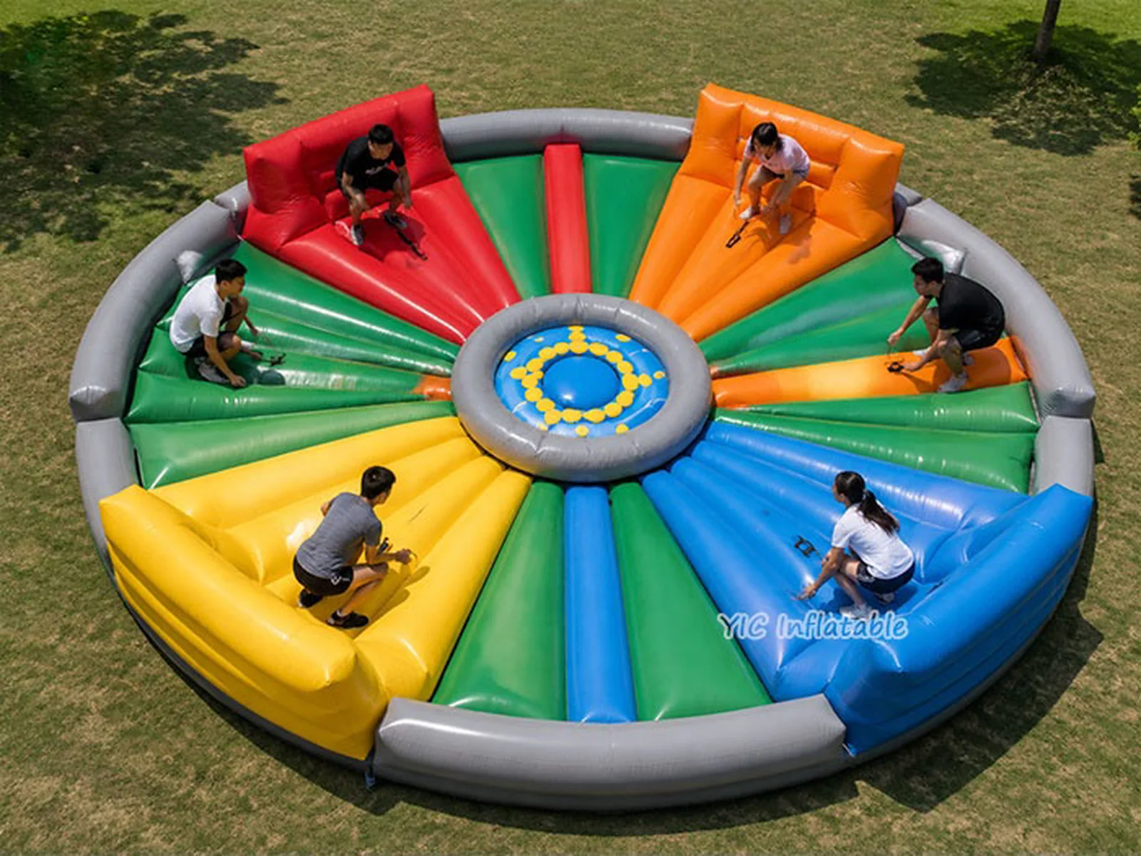 Human hungry hippo inflatable, a commercial human-scale inflatable Hungry Hippo team game by YIC Inflatable Sports