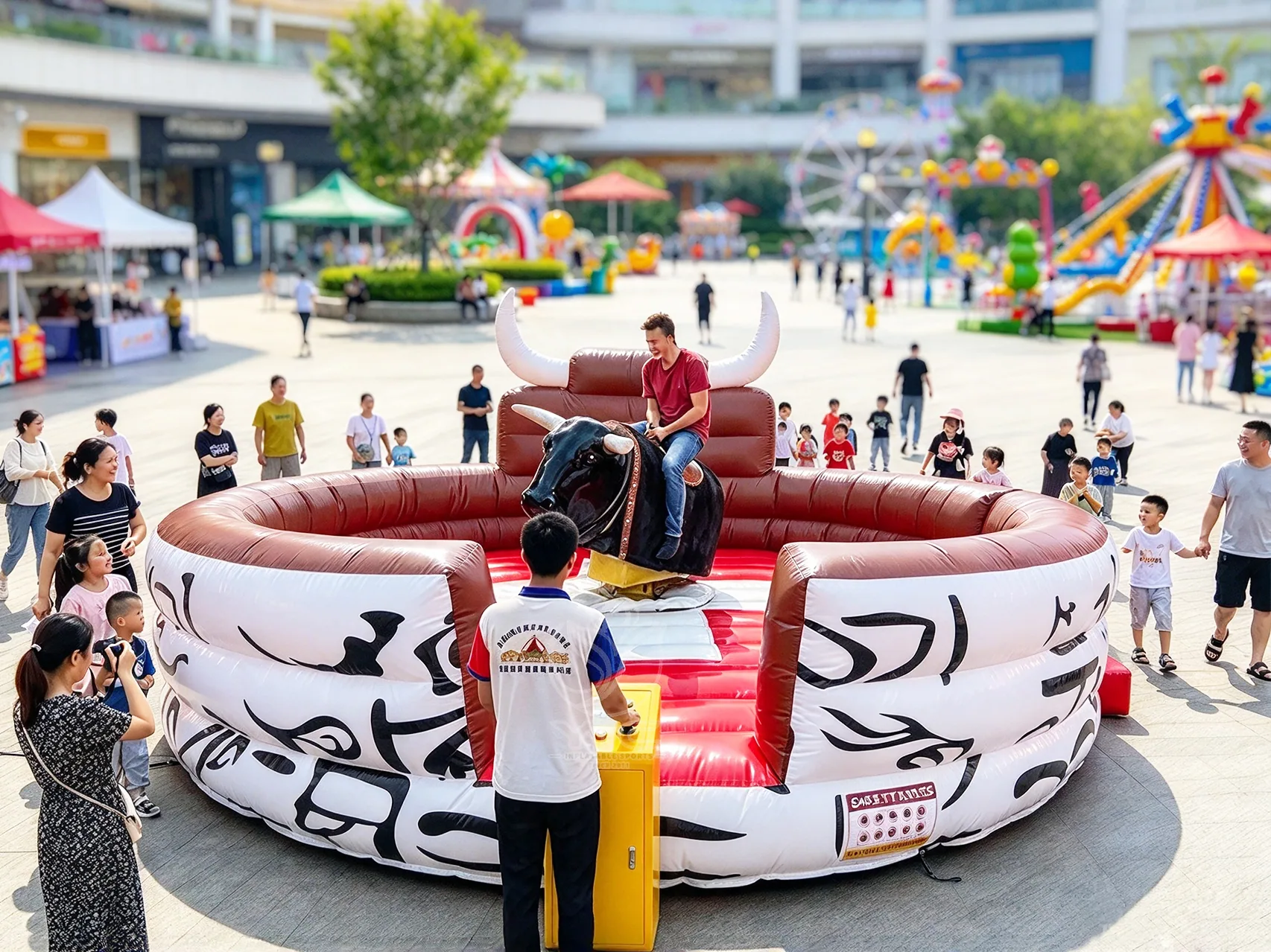 Blow up mechanical bull, a commercial commercial mechanical bull riding attraction by YIC Inflatable Sports