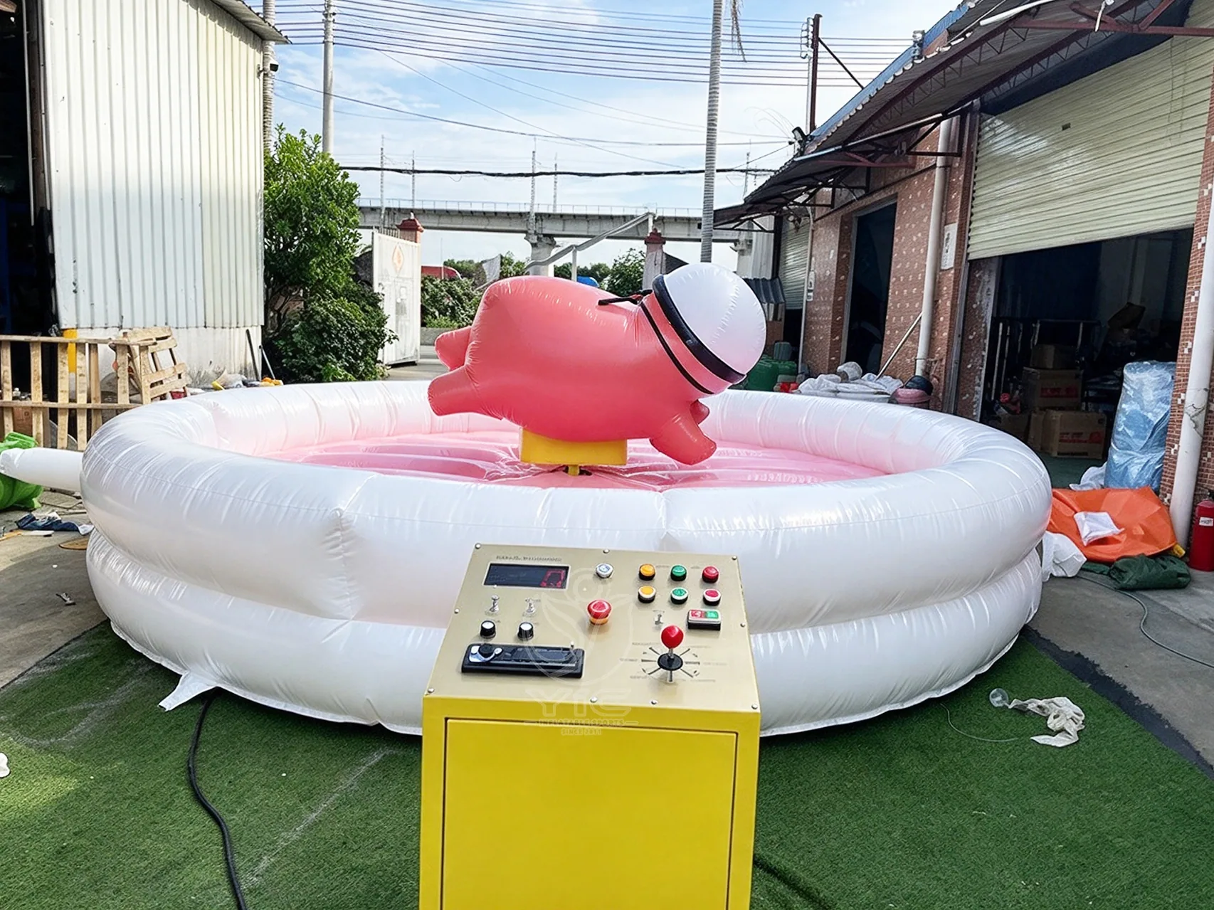 Inflatable pink pig mechanical riding ride product photo 2