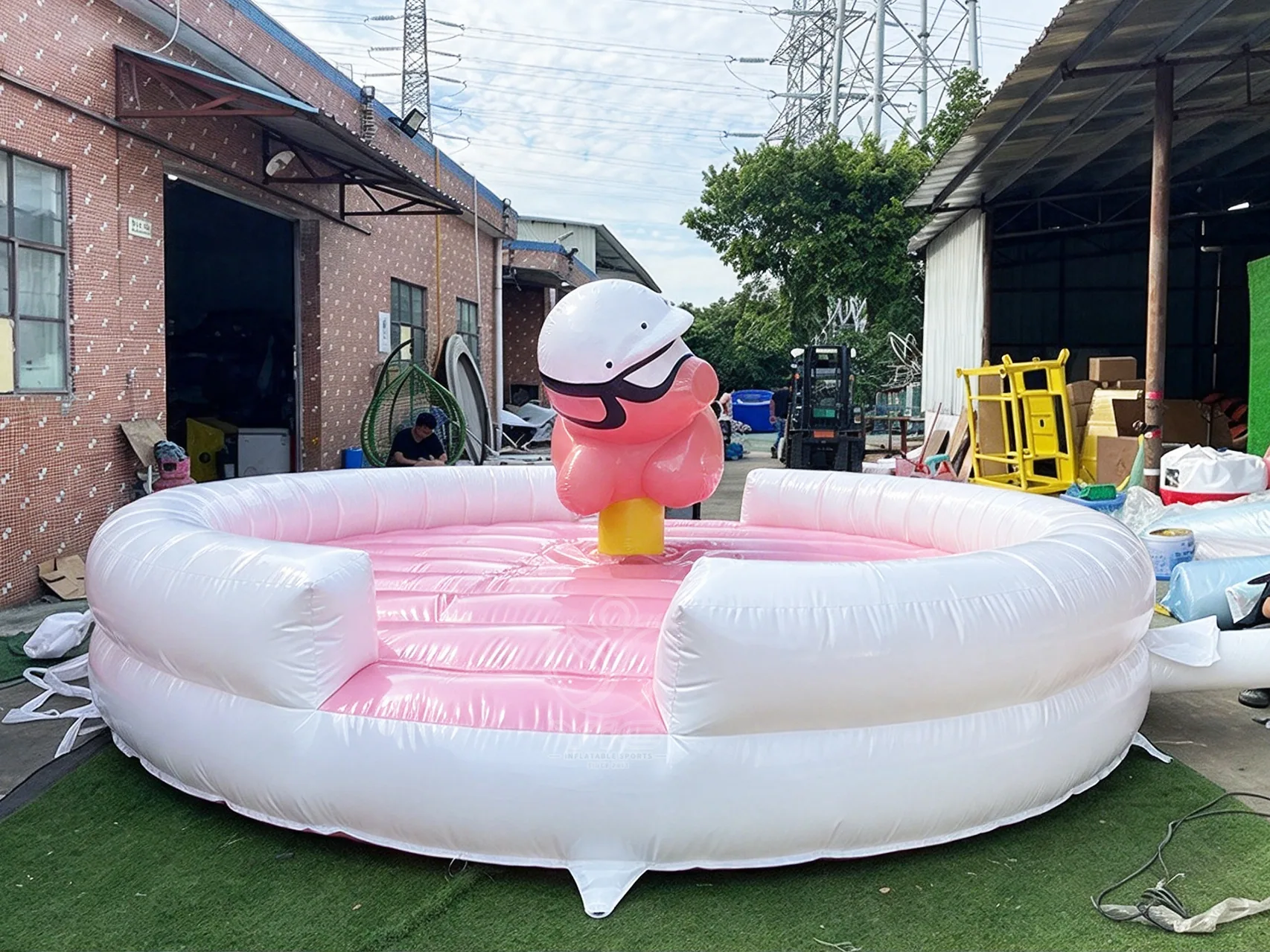 Inflatable pink pig mechanical riding ride product photo 3