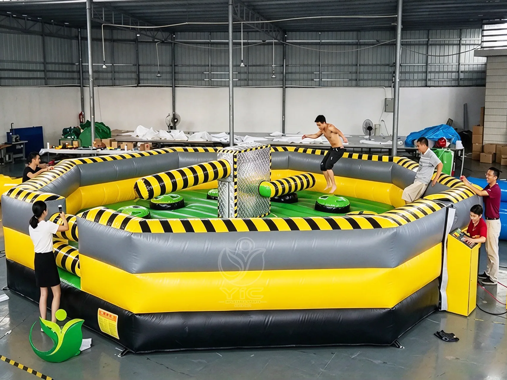 Inflatable sweeper game, a commercial commercial rotating sweeper and wipeout challenge game by YIC Inflatable Sports